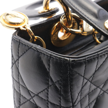 LADY DIOR レディディオール カナージュ ハンドバッグ レザー ブラック 2WAY クリスチャンディオール バッグ Christian Dior