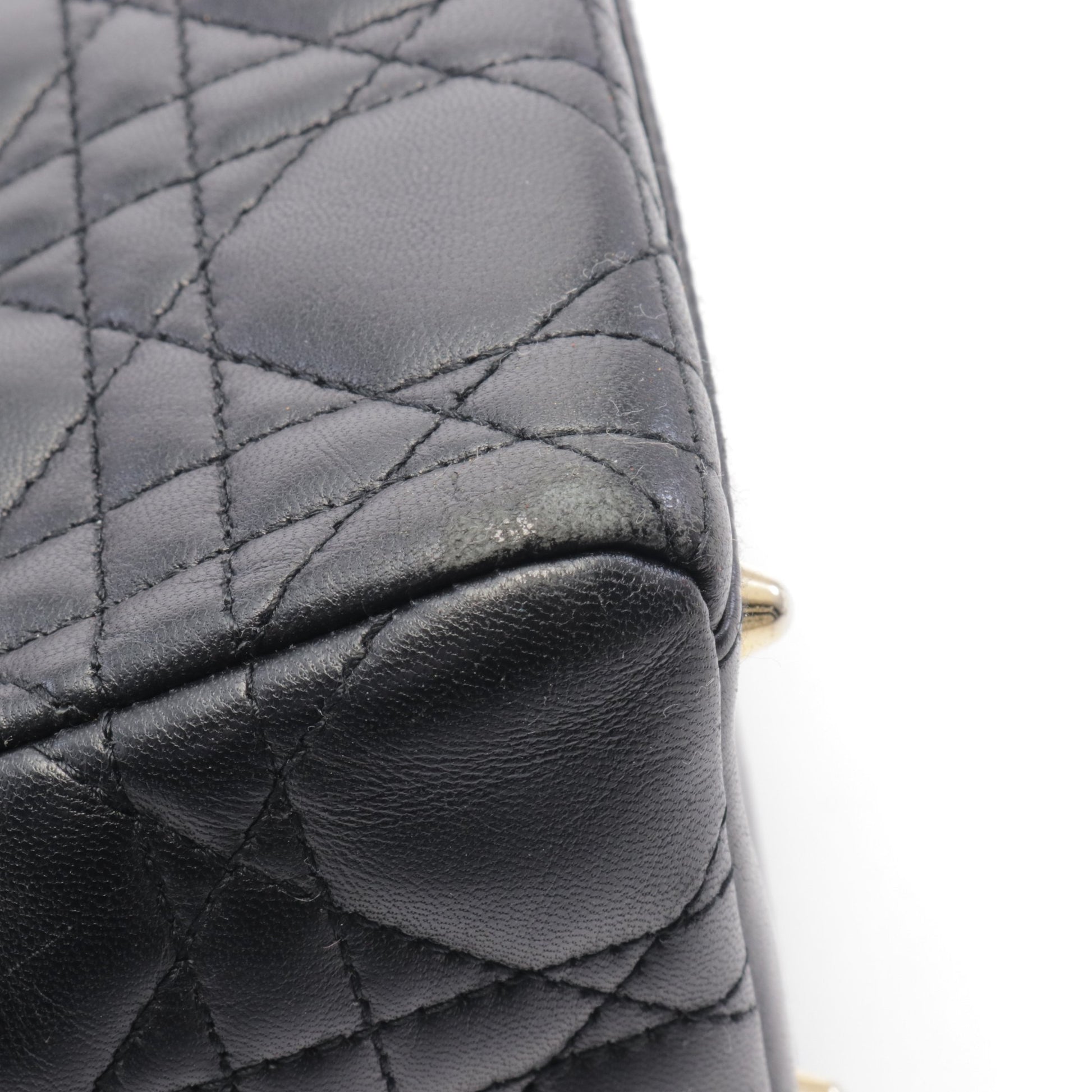 LADY DIOR レディディオール カナージュ ハンドバッグ レザー ブラック 2WAY クリスチャンディオール バッグ Christian Dior