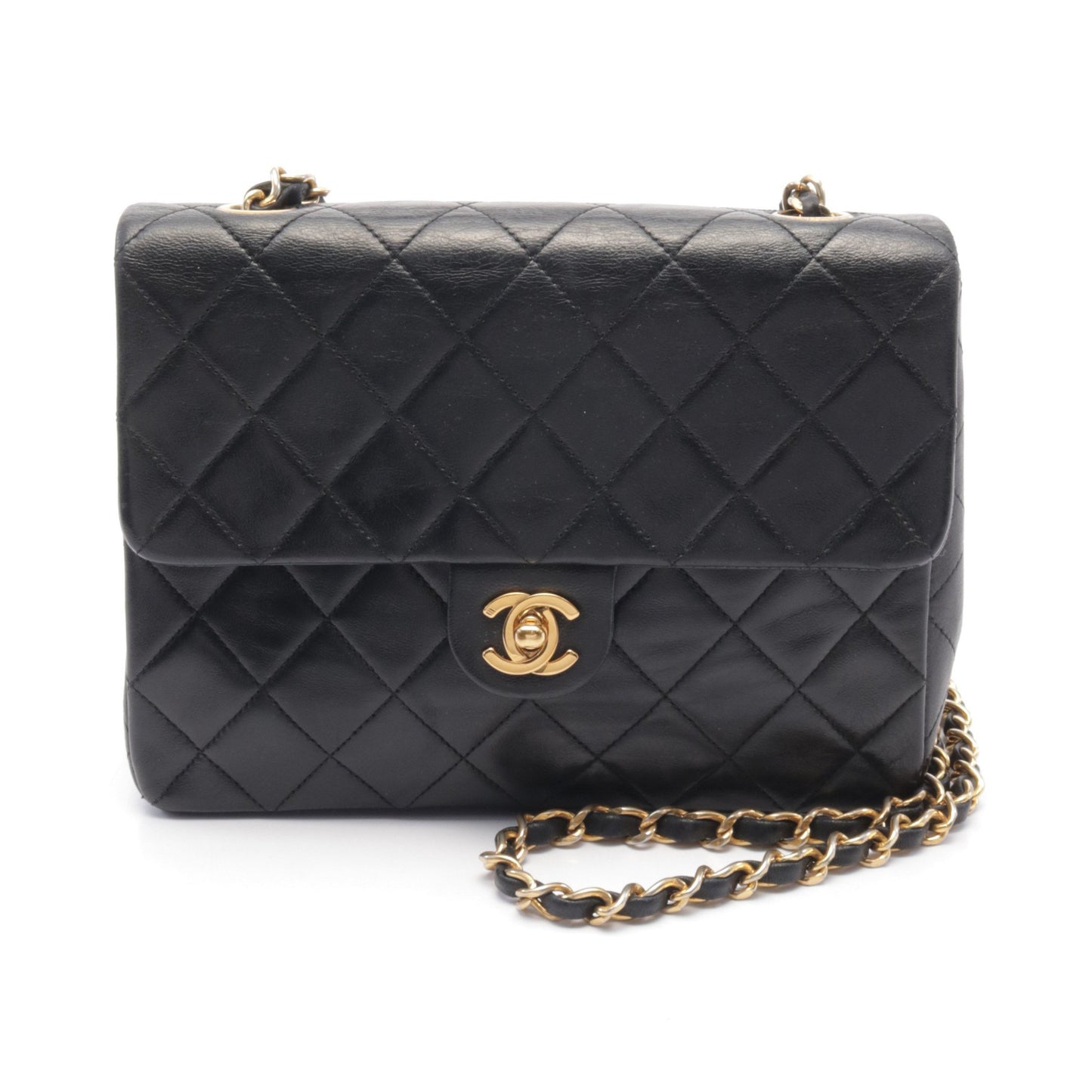 ミニマトラッセ20 チェーンショルダーバッグ レザー ブラック ゴールド金具 シャネル バッグ CHANEL