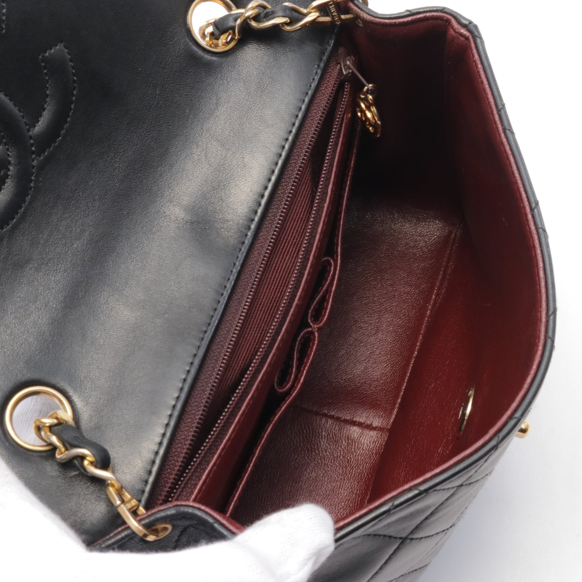 ミニマトラッセ20 チェーンショルダーバッグ レザー ブラック ゴールド金具 シャネル バッグ CHANEL