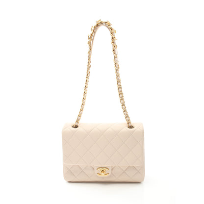 マトラッセ チェーンショルダーバッグ ラムスキン ピンクベージュ ゴールド金具 シャネル バッグ CHANEL