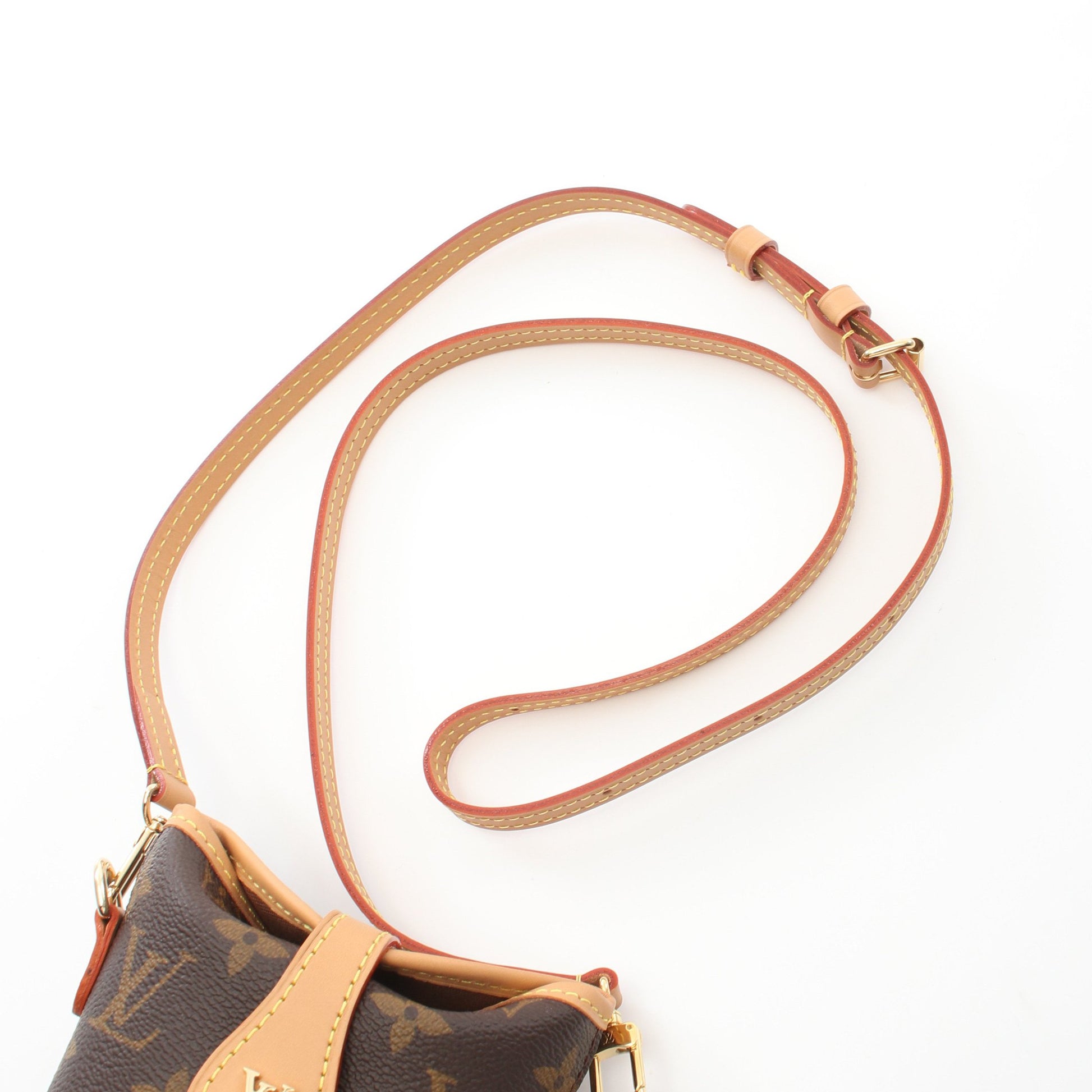 フォールド ミーポーチ モノグラム ショルダーバッグ PVC レザー ブラウン ルイヴィトン バッグ LOUIS VUITTON
