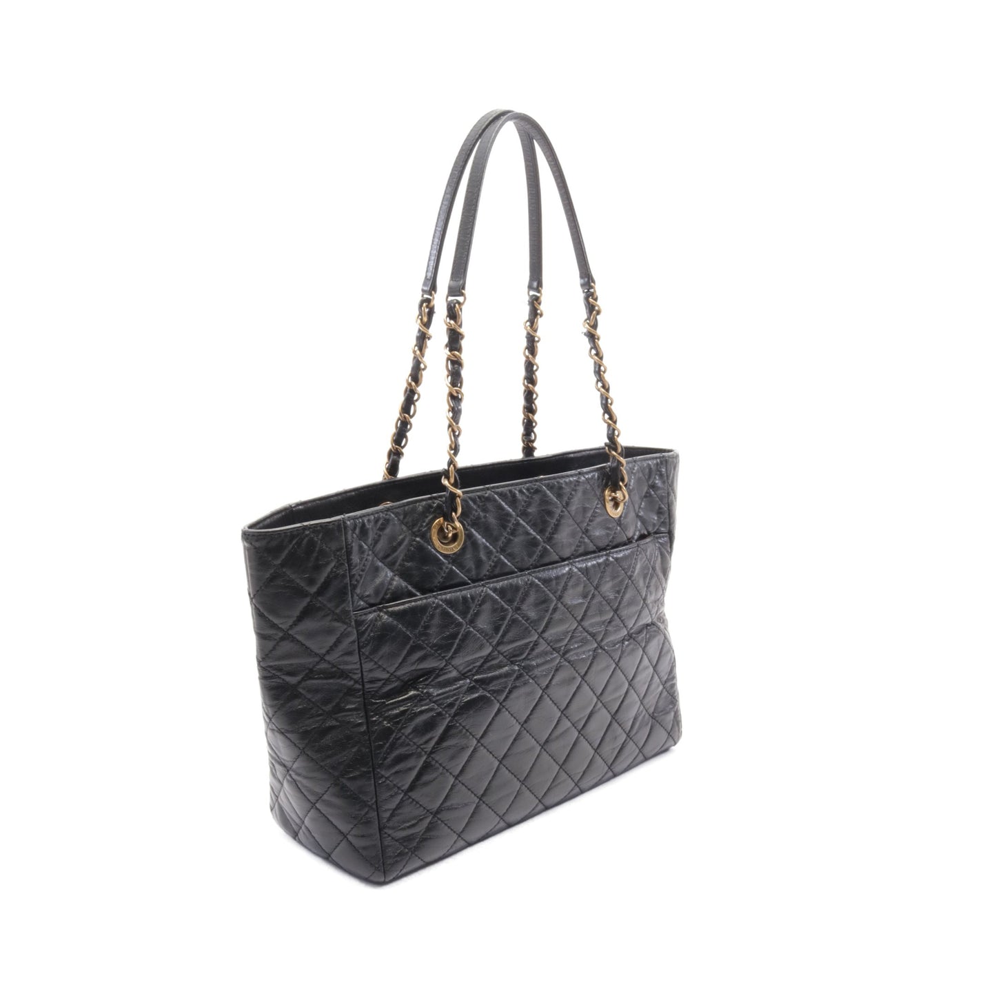 マトラッセ チェーンショルダーバッグ チェーントートバッグ レザー ブラック ゴールド金具 シャネル バッグ CHANEL