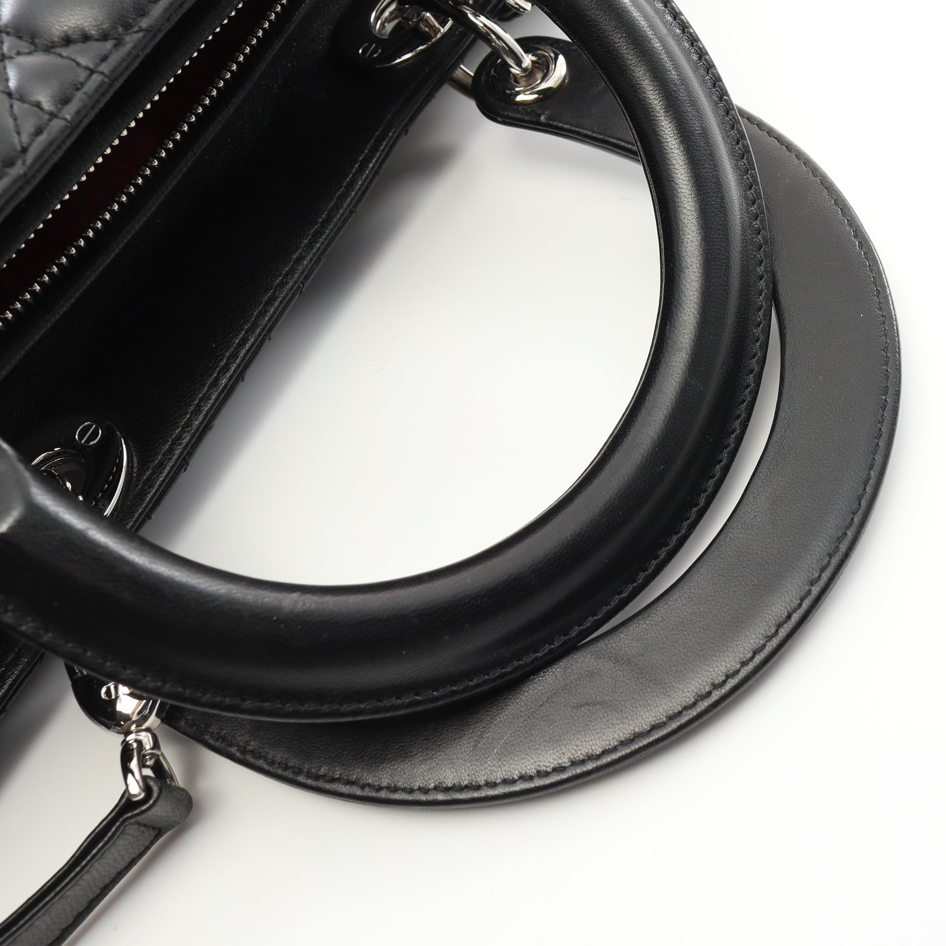 レディディオール カナージュ ラージ ハンドバッグ レザー ブラック 2WAY クリスチャンディオール バッグ Christian Dior