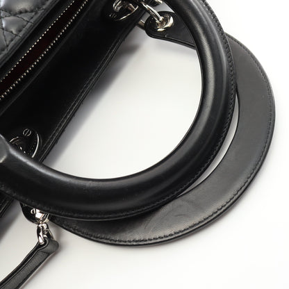 レディディオール カナージュ ラージ ハンドバッグ レザー ブラック 2WAY クリスチャンディオール バッグ Christian Dior