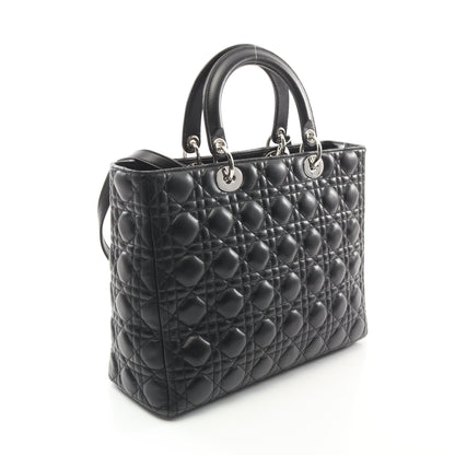 レディディオール カナージュ ラージ ハンドバッグ レザー ブラック 2WAY クリスチャンディオール バッグ Christian Dior