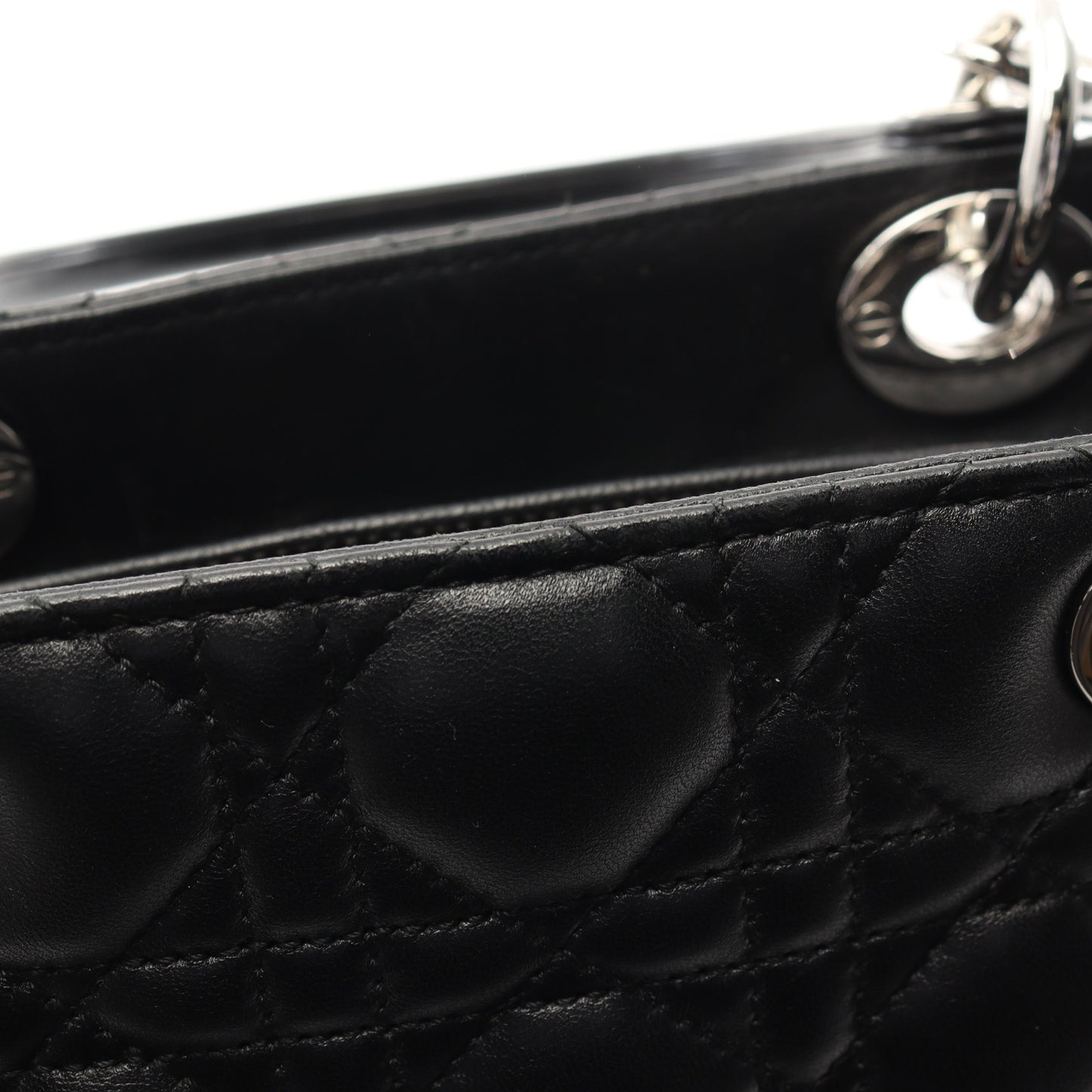 レディディオール カナージュ ラージ ハンドバッグ レザー ブラック 2WAY クリスチャンディオール バッグ Christian Dior