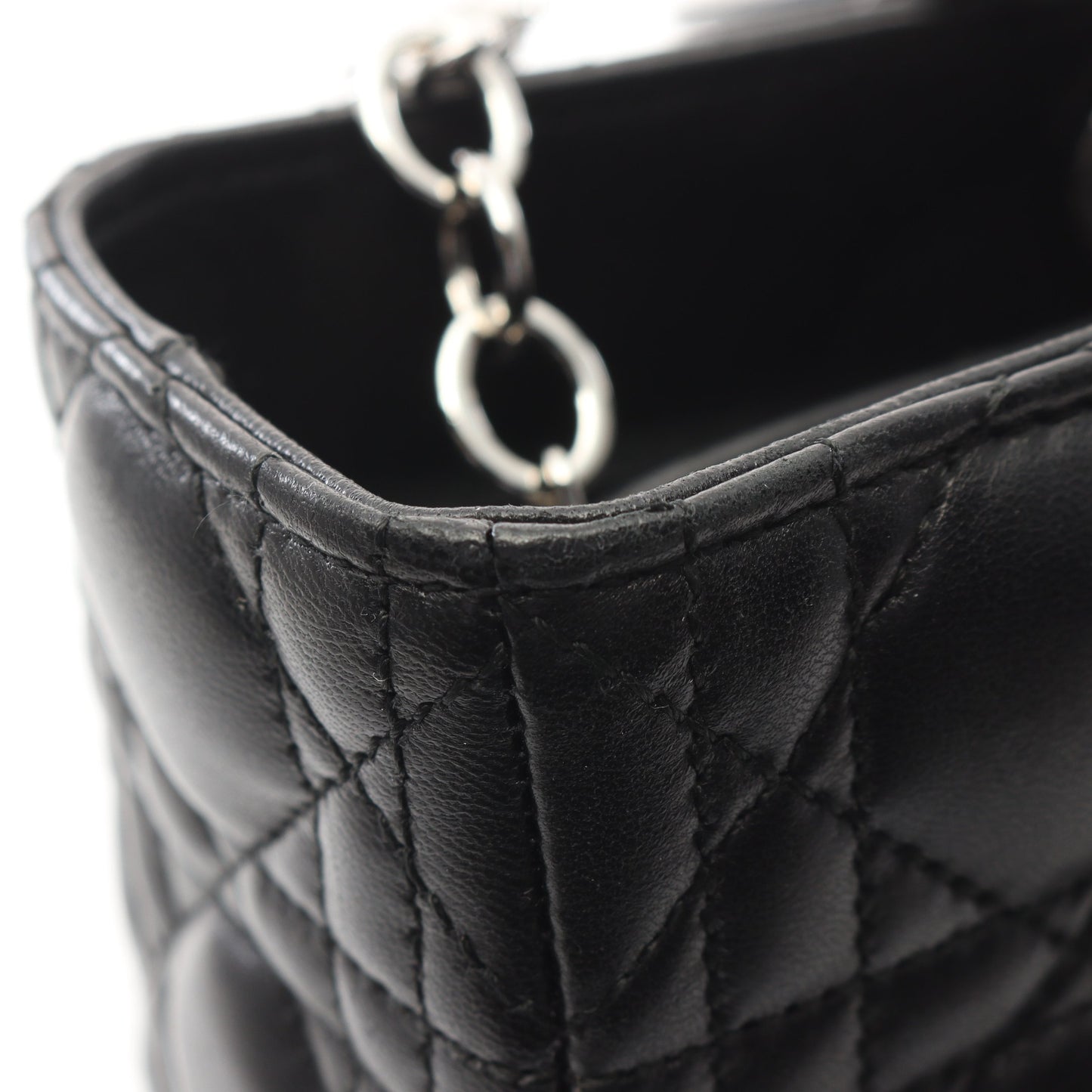 レディディオール カナージュ ラージ ハンドバッグ レザー ブラック 2WAY クリスチャンディオール バッグ Christian Dior