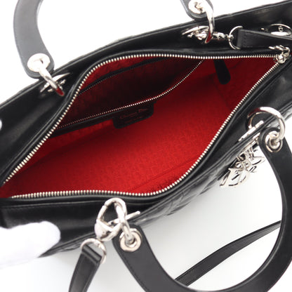 レディディオール カナージュ ラージ ハンドバッグ レザー ブラック 2WAY クリスチャンディオール バッグ Christian Dior