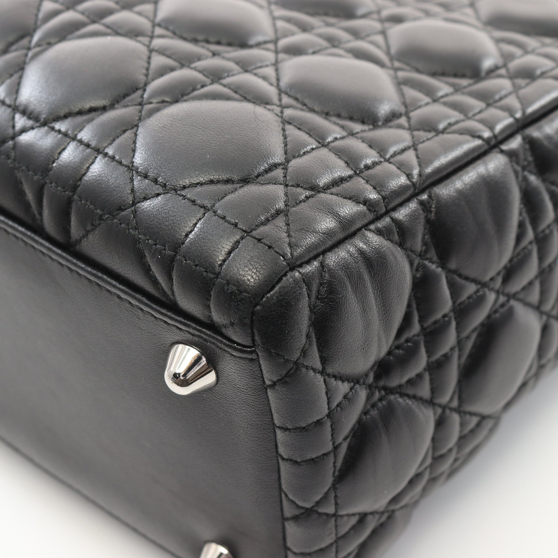 レディディオール カナージュ ラージ ハンドバッグ レザー ブラック 2WAY クリスチャンディオール バッグ Christian Dior
