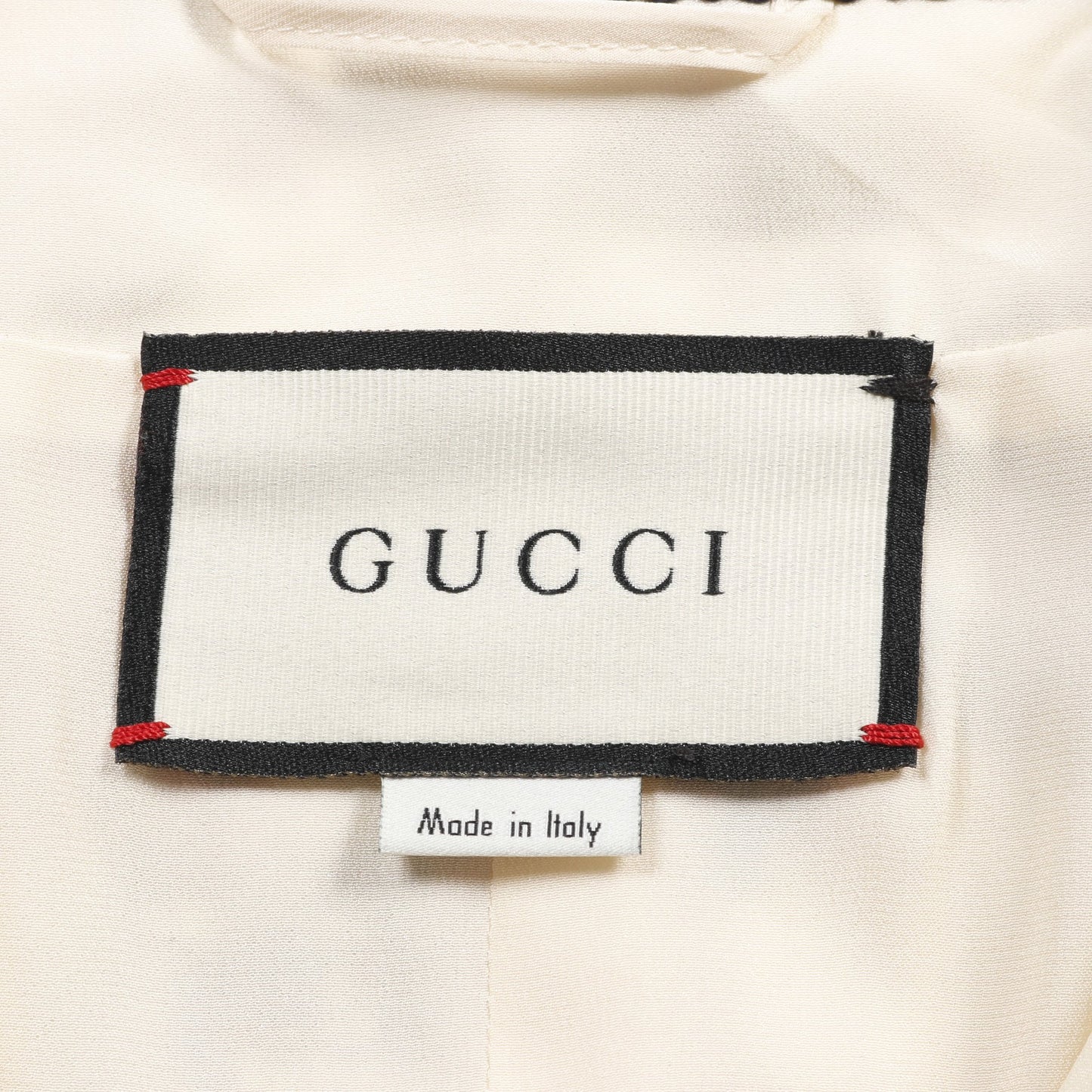 GG ツイード ノーカラージャケット コットン ナイロン アイボリー ブルー レッド グッチ アウター GUCCI