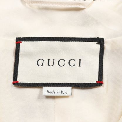 GG ツイード ノーカラージャケット コットン ナイロン アイボリー ブルー レッド グッチ アウター GUCCI