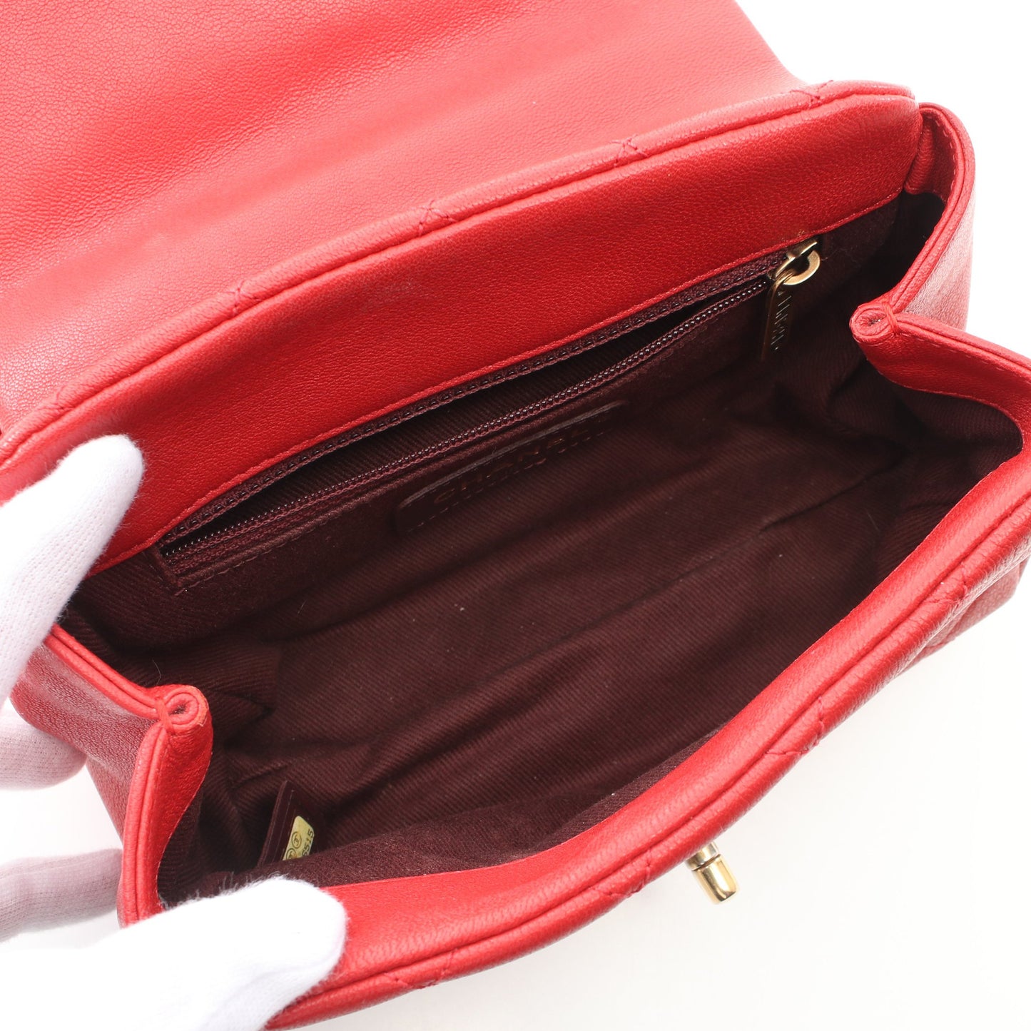 マトラッセ チェーンハンドバッグ レザー レッド ゴールド金具 2WAY シャネル バッグ CHANEL