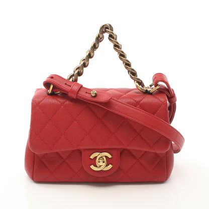 マトラッセ チェーンハンドバッグ レザー レッド ゴールド金具 2WAY シャネル バッグ CHANEL