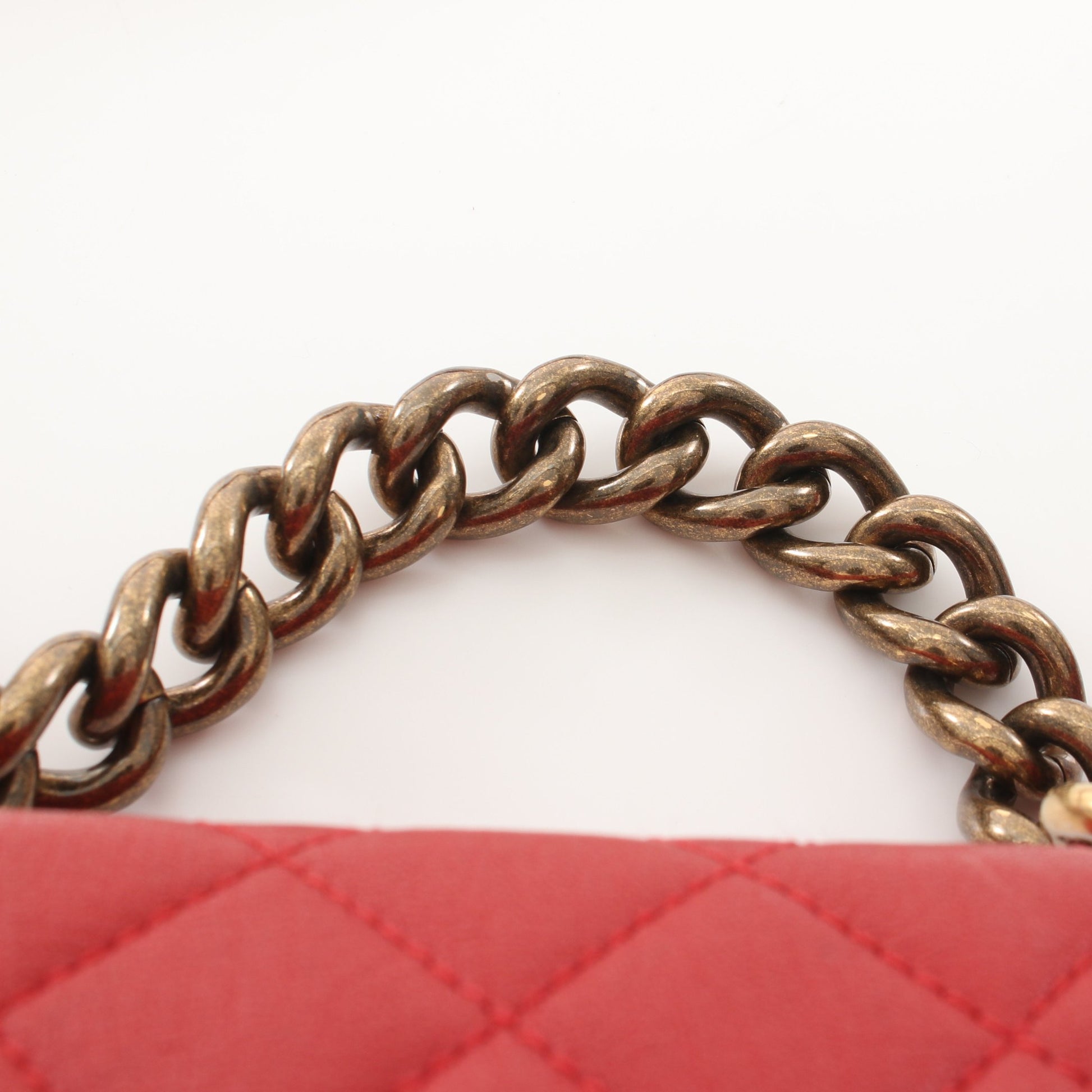 マトラッセ チェーンハンドバッグ レザー レッド ゴールド金具 2WAY シャネル バッグ CHANEL