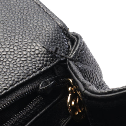 マトラッセ ハンドバッグ キャビアスキン ブラック ゴールド金具 シャネル バッグ CHANEL