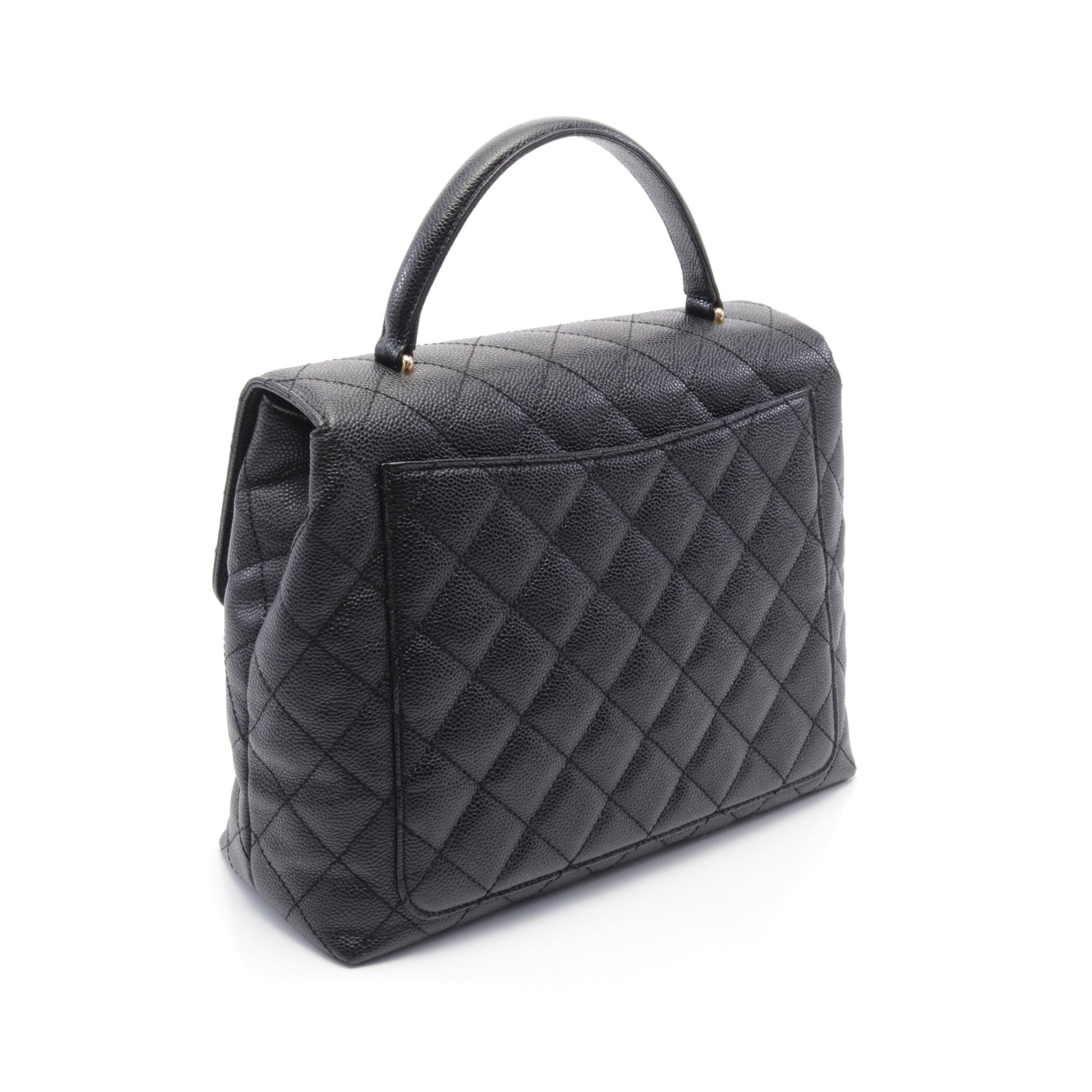マトラッセ ハンドバッグ キャビアスキン ブラック ゴールド金具 シャネル バッグ CHANEL
