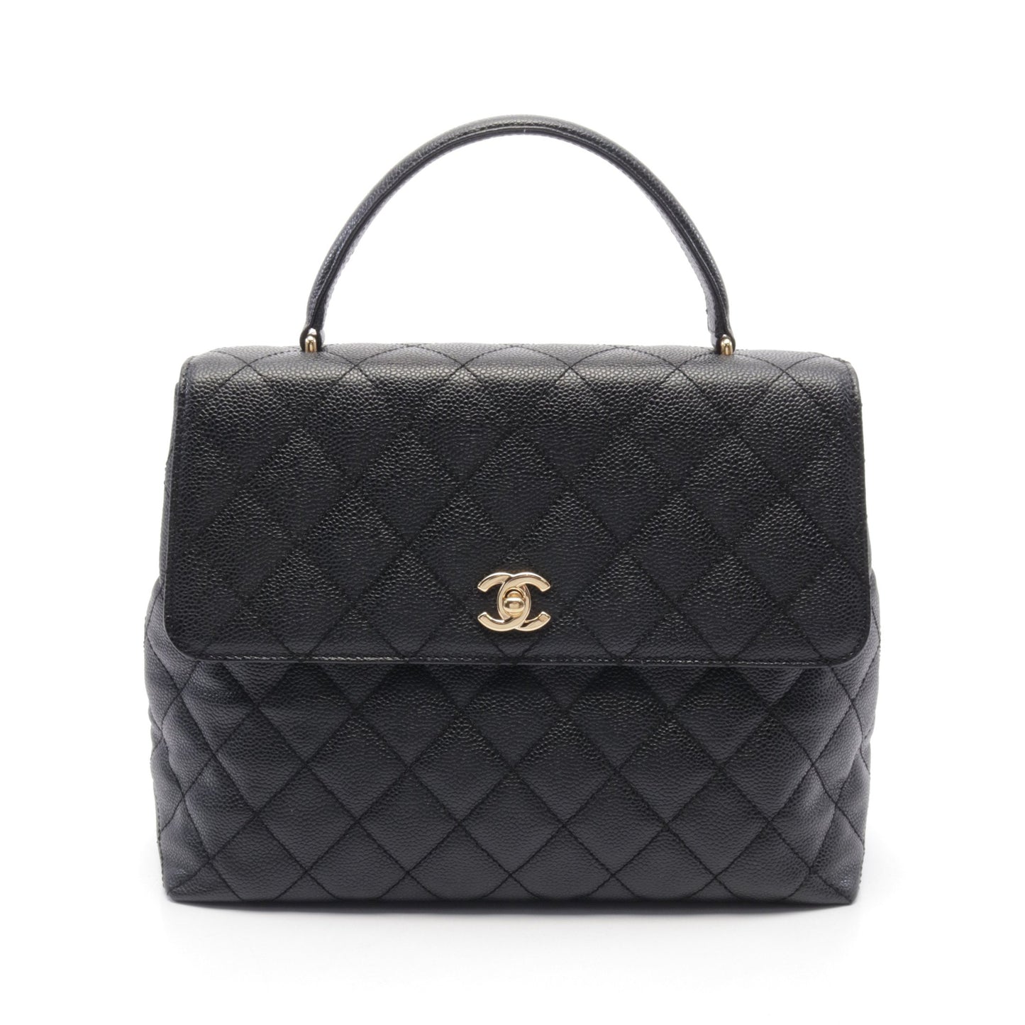マトラッセ ハンドバッグ キャビアスキン ブラック ゴールド金具 シャネル バッグ CHANEL