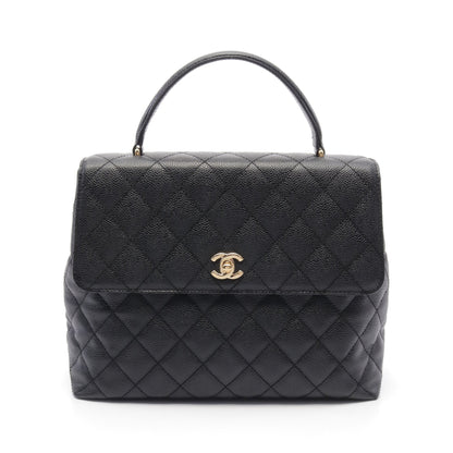 マトラッセ ハンドバッグ キャビアスキン ブラック ゴールド金具 シャネル バッグ CHANEL