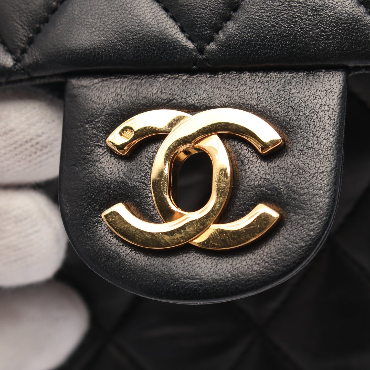 マトラッセ チェーンショルダーバッグ ラムスキン ブラック ゴールド金具 シャネル バッグ CHANEL