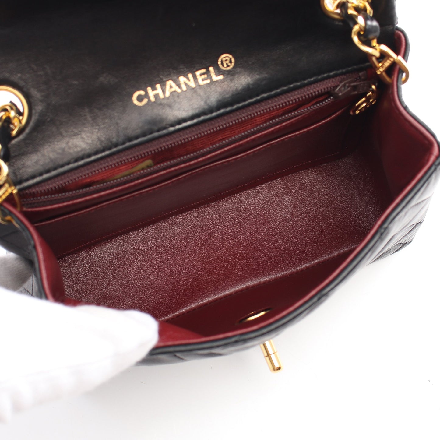 マトラッセ チェーンショルダーバッグ ラムスキン ブラック ゴールド金具 シャネル バッグ CHANEL