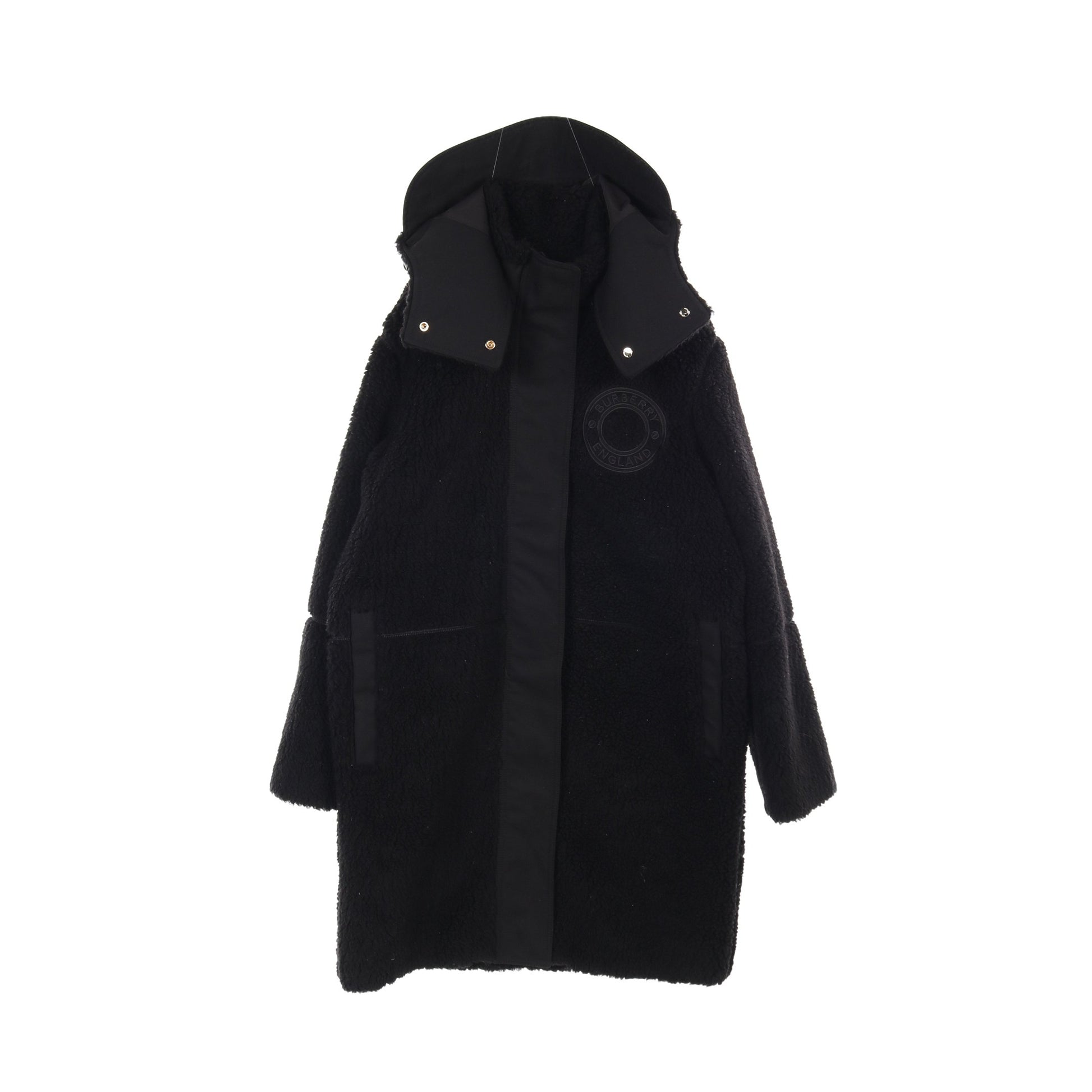 リングロゴ ボア コート ウール ブラック バーバリー アウター BURBERRY
