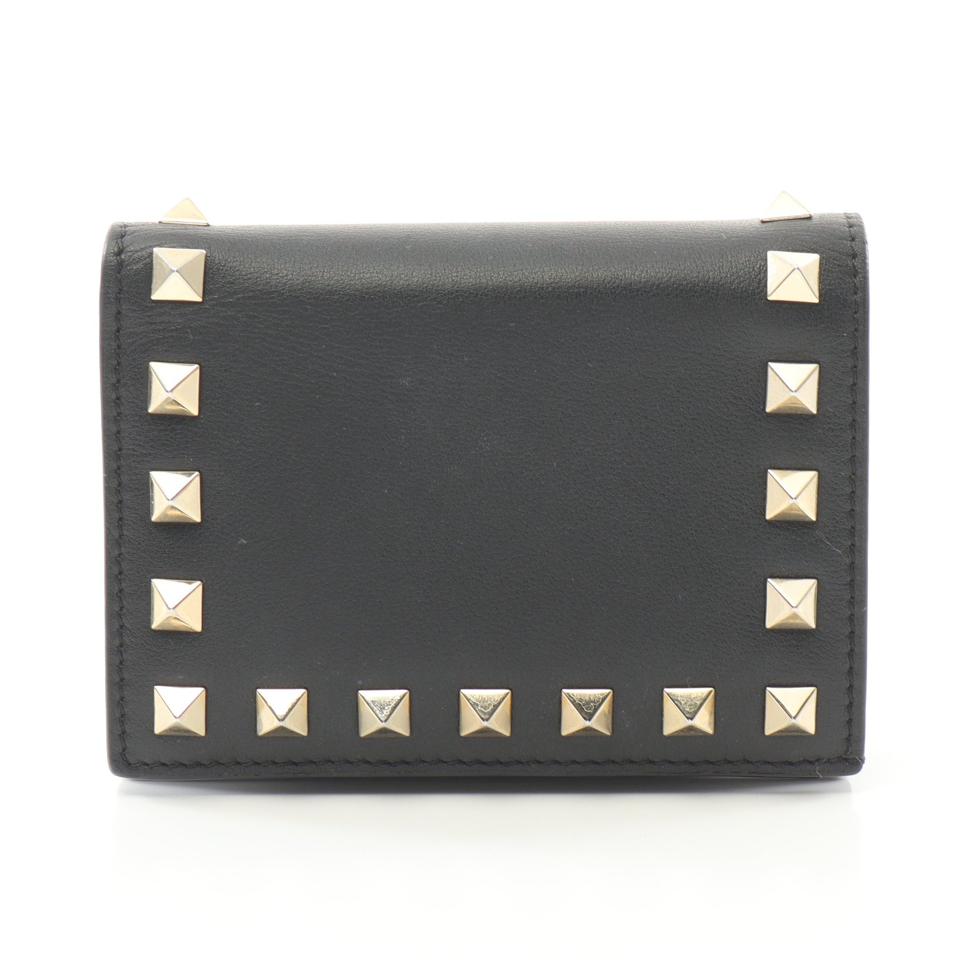 ロックスタッズ 二つ折り財布 レザー ブラック ヴァレンティノ  