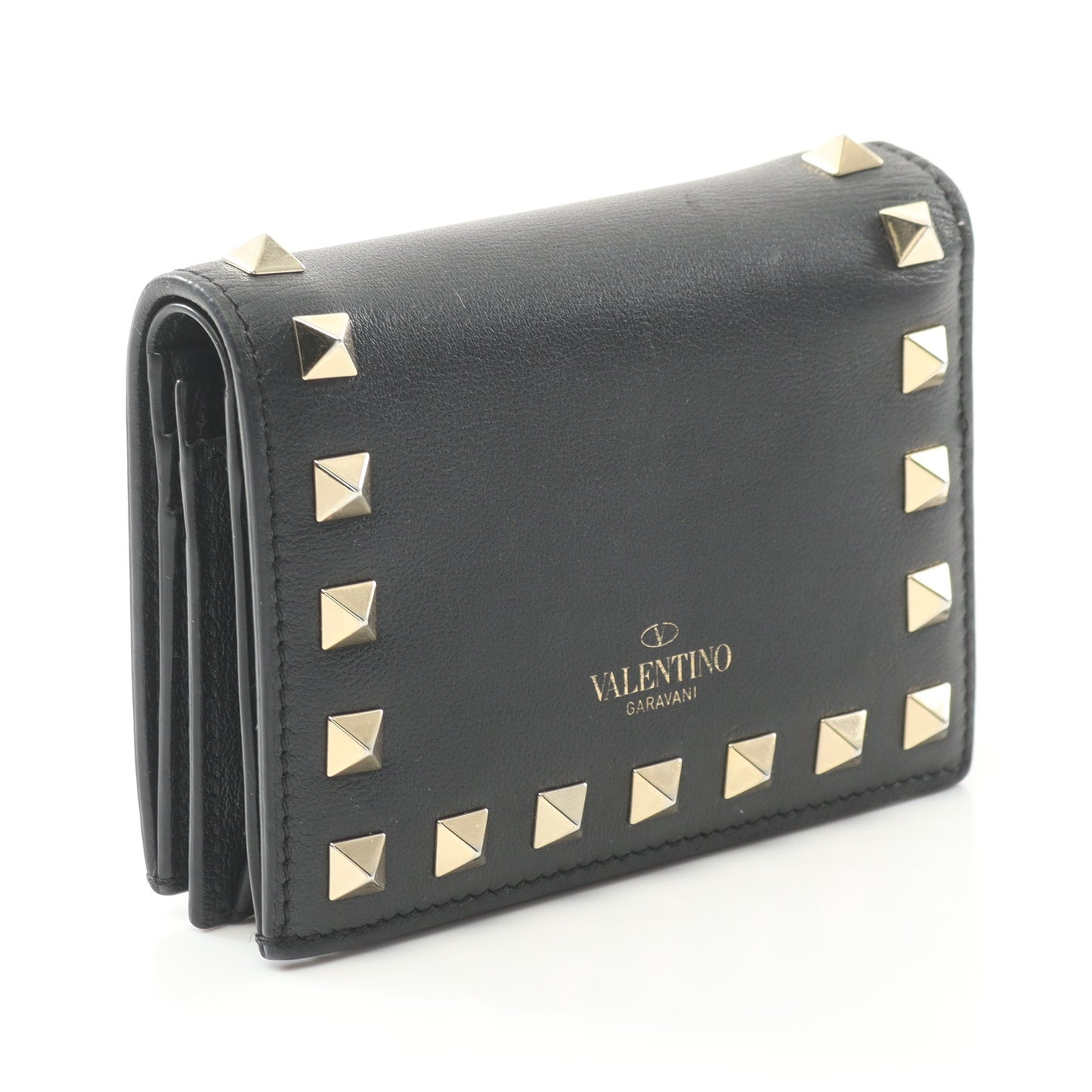 ロックスタッズ 二つ折り財布 レザー ブラック ヴァレンティノ  