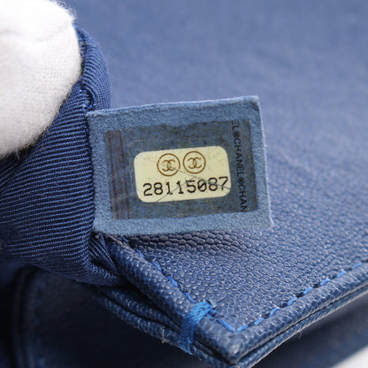 ボーイシャネル スモール チェーンショルダーバッグ キャビアスキン ブルー ゴールド金具 シャネル バッグ CHANEL