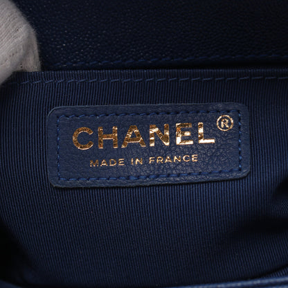 ボーイシャネル スモール チェーンショルダーバッグ キャビアスキン ブルー ゴールド金具 シャネル バッグ CHANEL