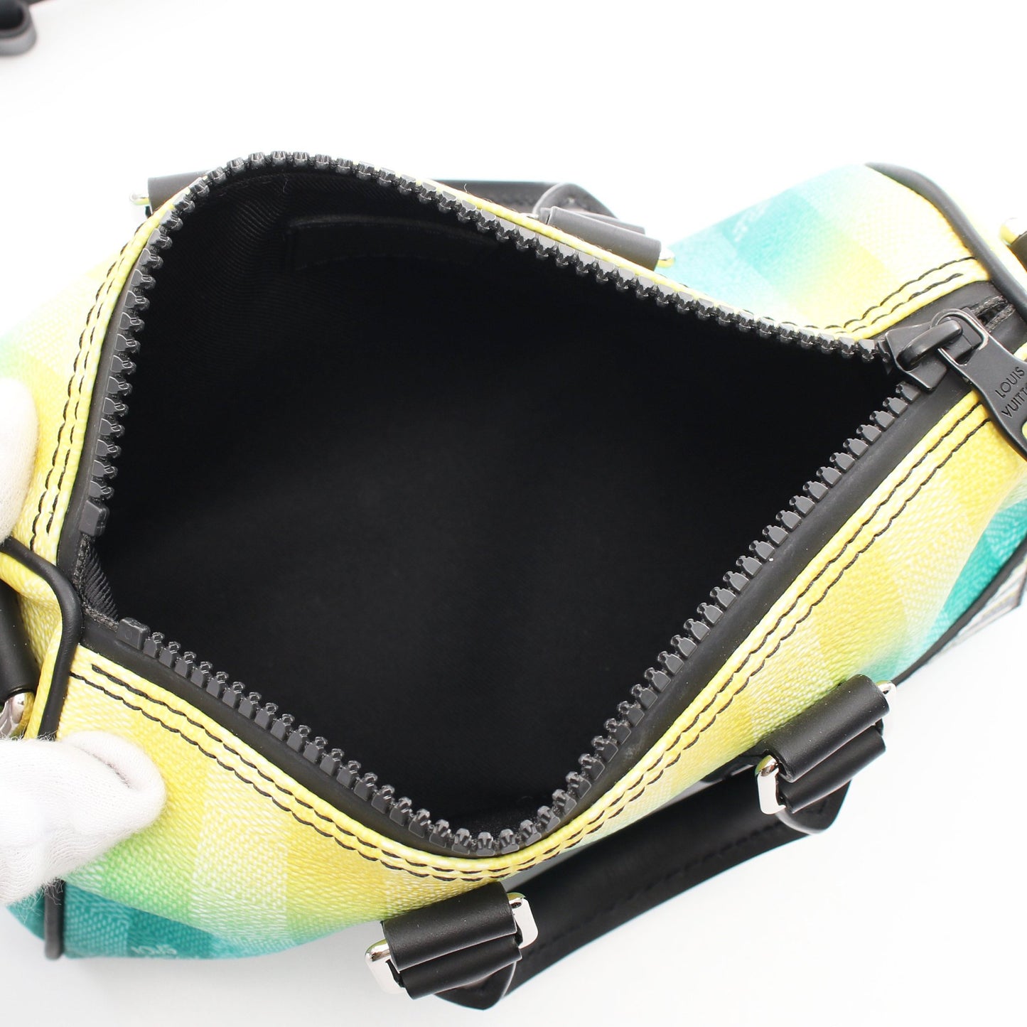 キーポル XS ダミエストライプ ハンドバッグ PVC レザー グリーン イエロー ブラック 2WAY ルイヴィトン バッグ LOUIS VUITTON