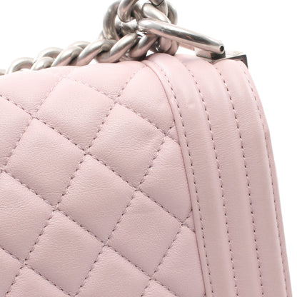 ボーイシャネル チェーンショルダーバッグ ラムスキン ライトピンク シルバー金具 シャネル バッグ CHANEL