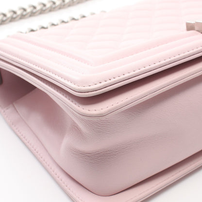 ボーイシャネル チェーンショルダーバッグ ラムスキン ライトピンク シルバー金具 シャネル バッグ CHANEL