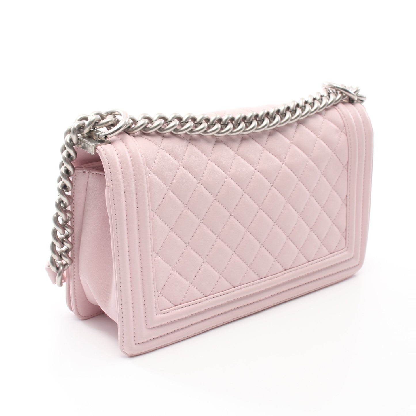 ボーイシャネル チェーンショルダーバッグ ラムスキン ライトピンク シルバー金具 シャネル バッグ CHANEL