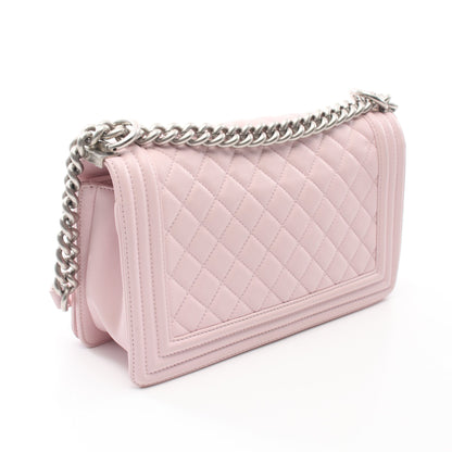 ボーイシャネル チェーンショルダーバッグ ラムスキン ライトピンク シルバー金具 シャネル バッグ CHANEL