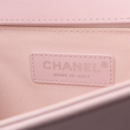 ボーイシャネル チェーンショルダーバッグ ラムスキン ライトピンク シルバー金具 シャネル バッグ CHANEL