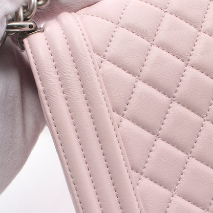 ボーイシャネル チェーンショルダーバッグ ラムスキン ライトピンク シルバー金具 シャネル バッグ CHANEL