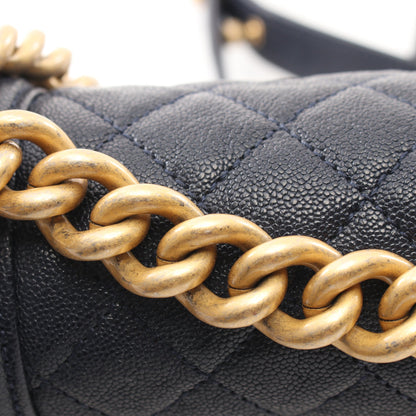 ボーイシャネル スモール チェーンショルダーバッグ キャビアスキン ダークネイビー ゴールド金具 シャネル バッグ CHANEL