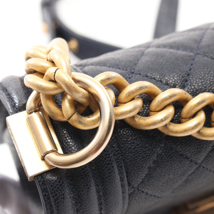 ボーイシャネル スモール チェーンショルダーバッグ キャビアスキン ダークネイビー ゴールド金具 シャネル バッグ CHANEL