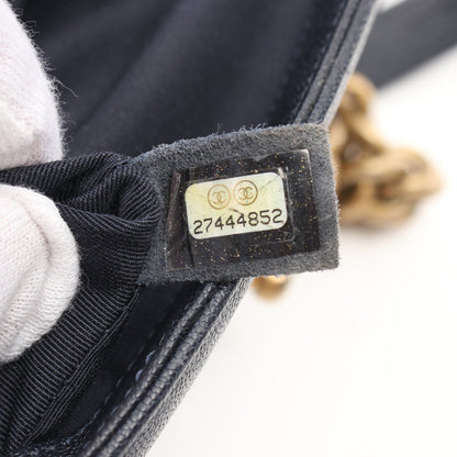 ボーイシャネル スモール チェーンショルダーバッグ キャビアスキン ダークネイビー ゴールド金具 シャネル バッグ CHANEL