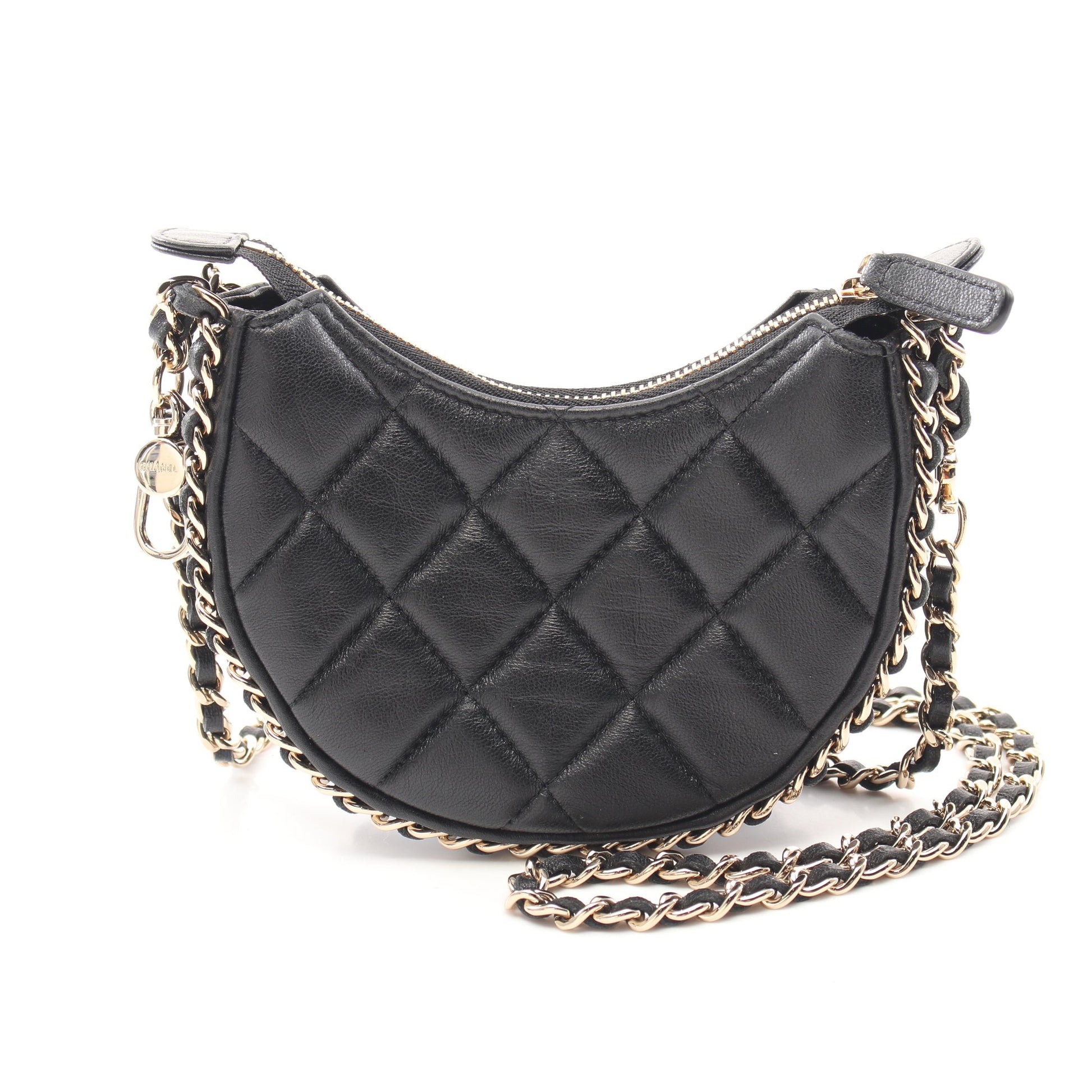 マトラッセ ホーボー チェーンアラウンド チェーンショルダーバッグ ラムスキン ブラック ゴールド金具 シャネル バッグ CHANEL