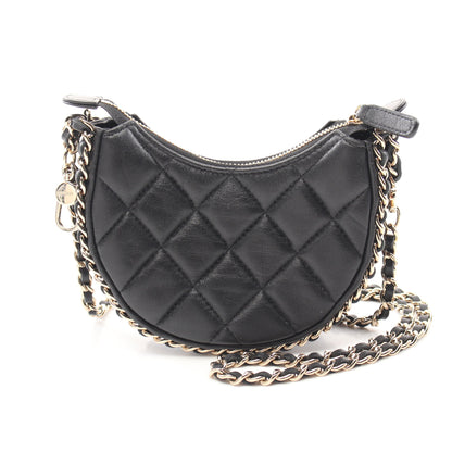 マトラッセ ホーボー チェーンアラウンド チェーンショルダーバッグ ラムスキン ブラック ゴールド金具 シャネル バッグ CHANEL