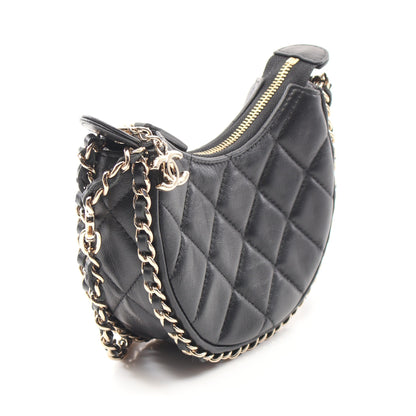 マトラッセ ホーボー チェーンアラウンド チェーンショルダーバッグ ラムスキン ブラック ゴールド金具 シャネル バッグ CHANEL