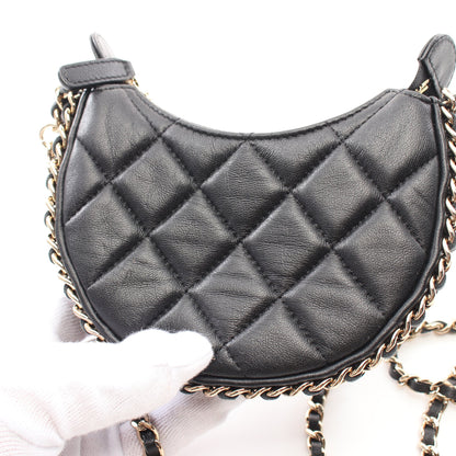 マトラッセ ホーボー チェーンアラウンド チェーンショルダーバッグ ラムスキン ブラック ゴールド金具 シャネル バッグ CHANEL