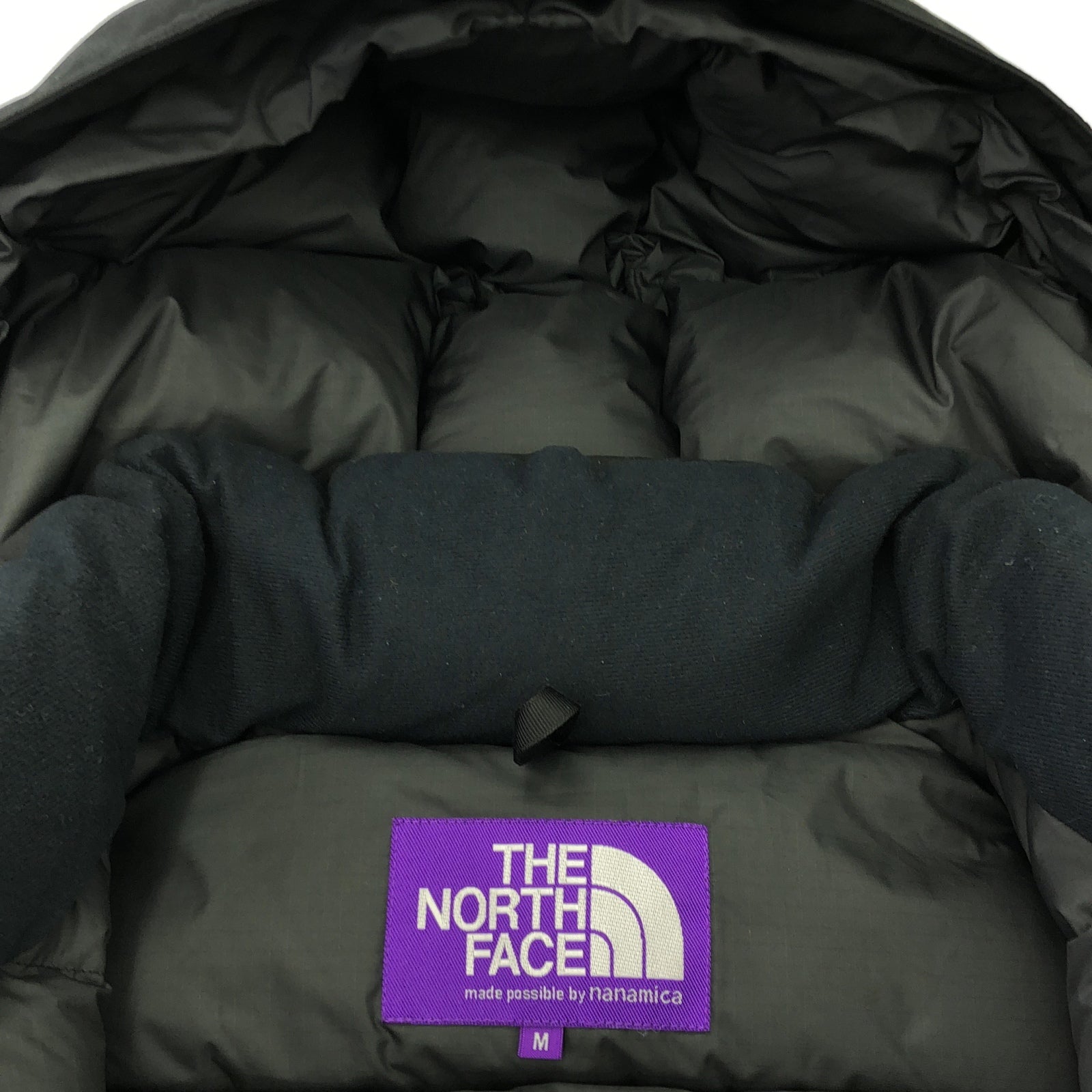 極美品　ザノースフェイス　ダウンジャケット　パープル×ブラック　フード付き　M THE NORTH FACE ザ・ノース・フェイス ダウンジャケット ベビー