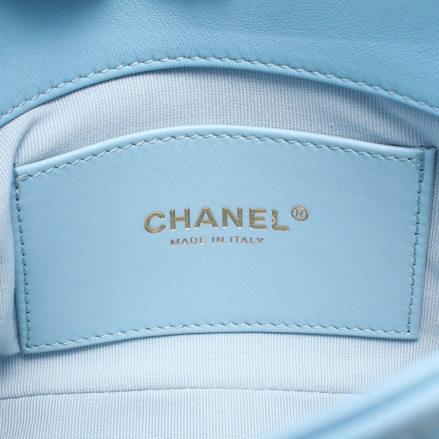 マトラッセ チェーンハンドバッグ レザー ライトブルー ゴールド金具 シャネル バッグ CHANEL