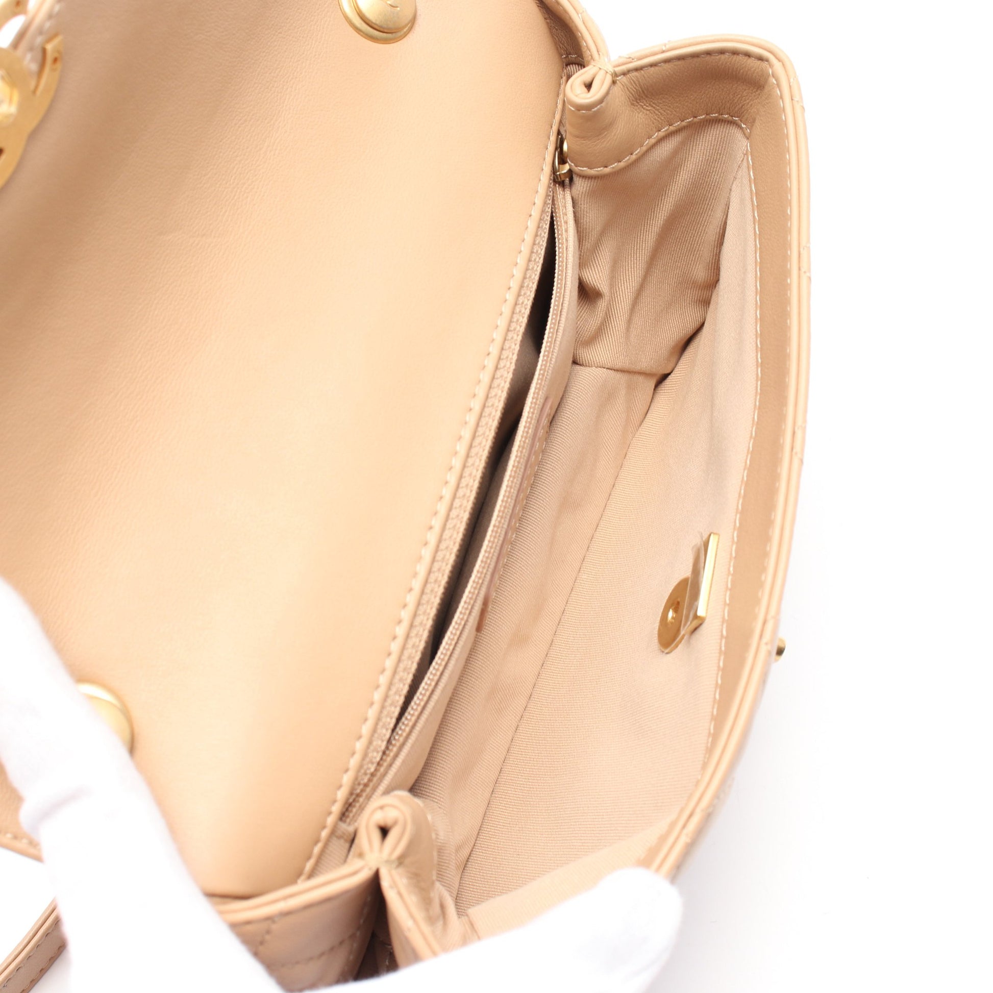 マトラッセ チェーンショルダーバッグ レザー ベージュ ゴールド金具 2WAY シャネル バッグ CHANEL