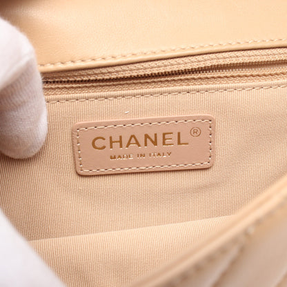 マトラッセ チェーンショルダーバッグ レザー ベージュ ゴールド金具 2WAY シャネル バッグ CHANEL