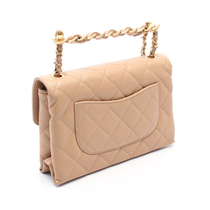 マトラッセ チェーンショルダーバッグ レザー ベージュ ゴールド金具 2WAY シャネル バッグ CHANEL