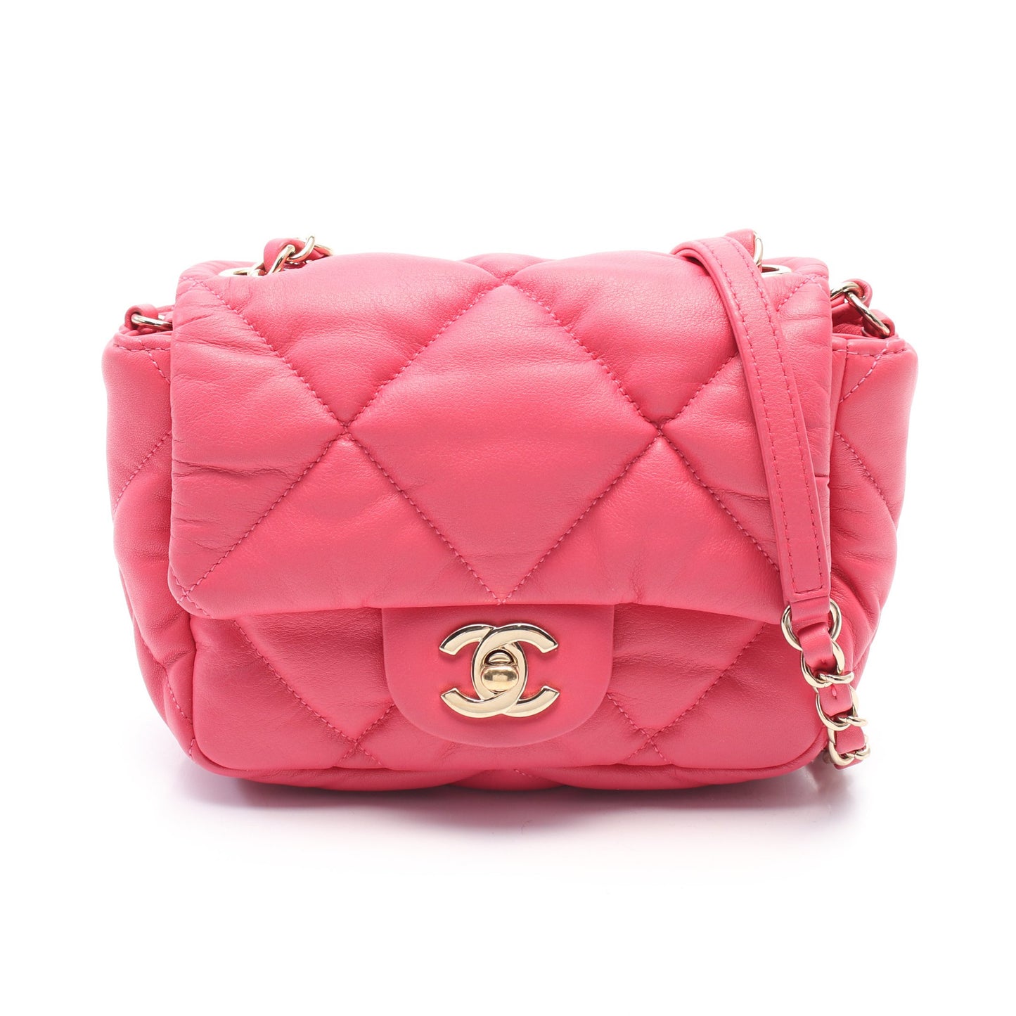 マトラッセ チェーンショルダーバッグ レザー ピンク ゴールド金具 シャネル バッグ CHANEL